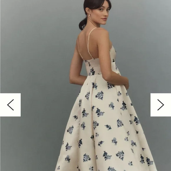 BHLDN Gabriella A-Line Duchess Satin Midi Dress - Picture 2 of 7